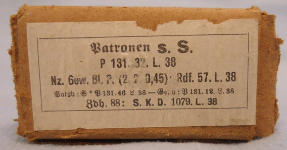  INERT DEACTIVATED. Unfired Original 1938 Dated German 15 Round "Patronen s.S.",  INERT DEACTIVATED. Unfired Original 1938 Dated German 15 Round "Patronen s.S.",  Antique & Militaria