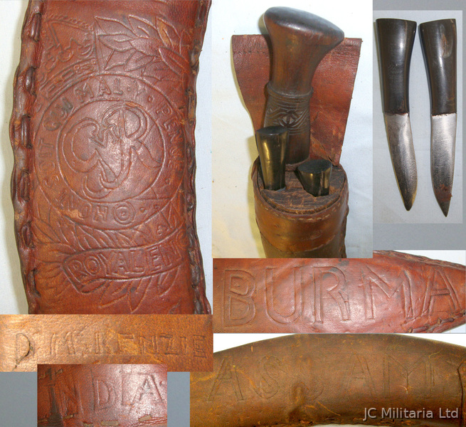**BURMA BRING BACK**WW2 British Soldier’s Kukri With 2 Skinners & Scabbard With  Knive