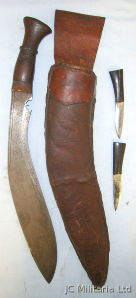  **BURMA BRING BACK**WW2 British Soldier’s Kukri With 2 Skinners & Scabbard With  Knive