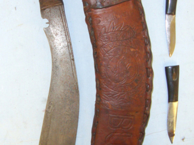 **BURMA BRING BACK**WW2 British Soldier’s Kukri With 2 Skinners & Scabbard With  Knive