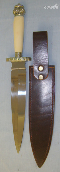  MINT SCARCE PATTERN J.E. Middleton & Sons Sheffield Spear Point Bowie Knife With Ivorine Hilt & Ornate Brass Fittings Dagger