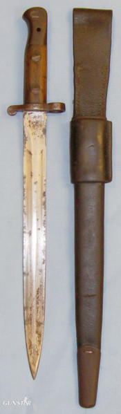 Scarce* British ‘1903’ Pattern Bayonet Converted From ‘P1888’ Dated ‘1’04’ Leather Scabbard and Frog. BAYO 410. Bayonet in 