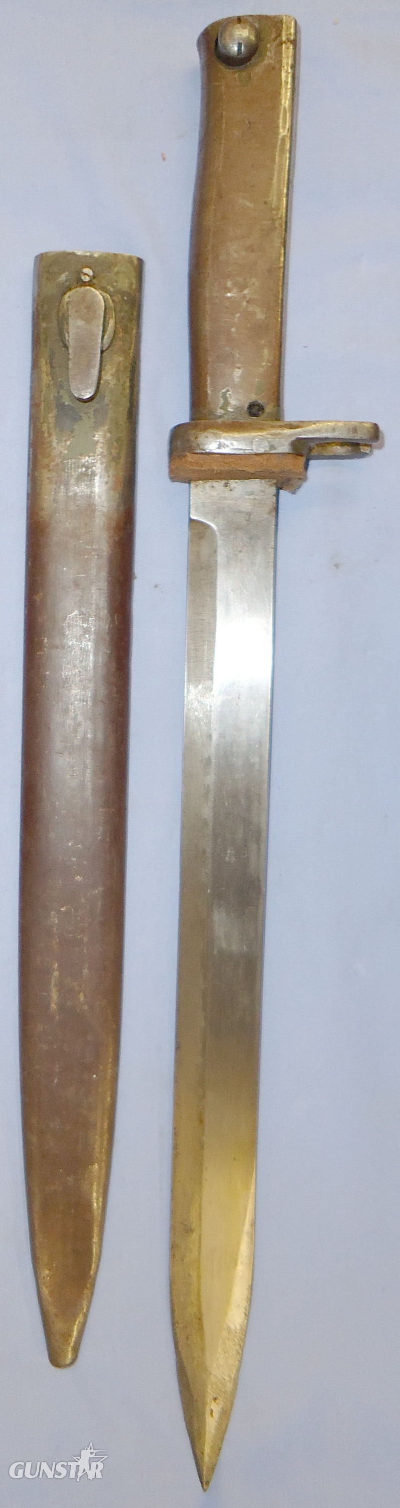 WWI Imperial German Model 1888/98 Ersatz Bayonet and Scabbard. 22399. Bayonet in 