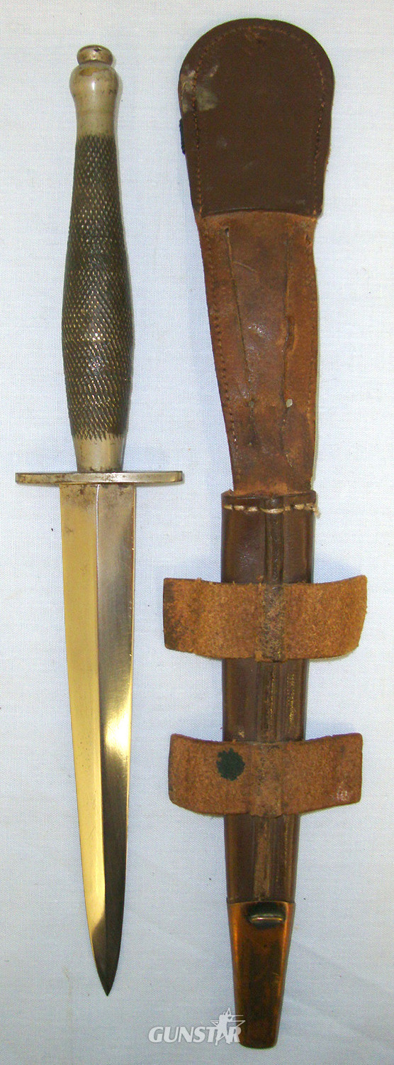  RARE**ORIGINAL 1st PATTERN HILT**STERILE**WW2, 2nd Pattern, Wilkinson British Officer\\\'s, Grey Or Matt Nickel Plated Hilt, Fairbairn Sykes FS Fighting Knife & Scabbard. Sn 20163 Knive