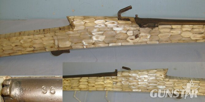 MASSIVE**ORNATE**C1790 Indian North West Frontier Match Lock 22 Bore Musket  Wrapped With Mother Of Pearl Plates & Ram Rod. A 1120 / 21897 Muzzleloader None Rifle