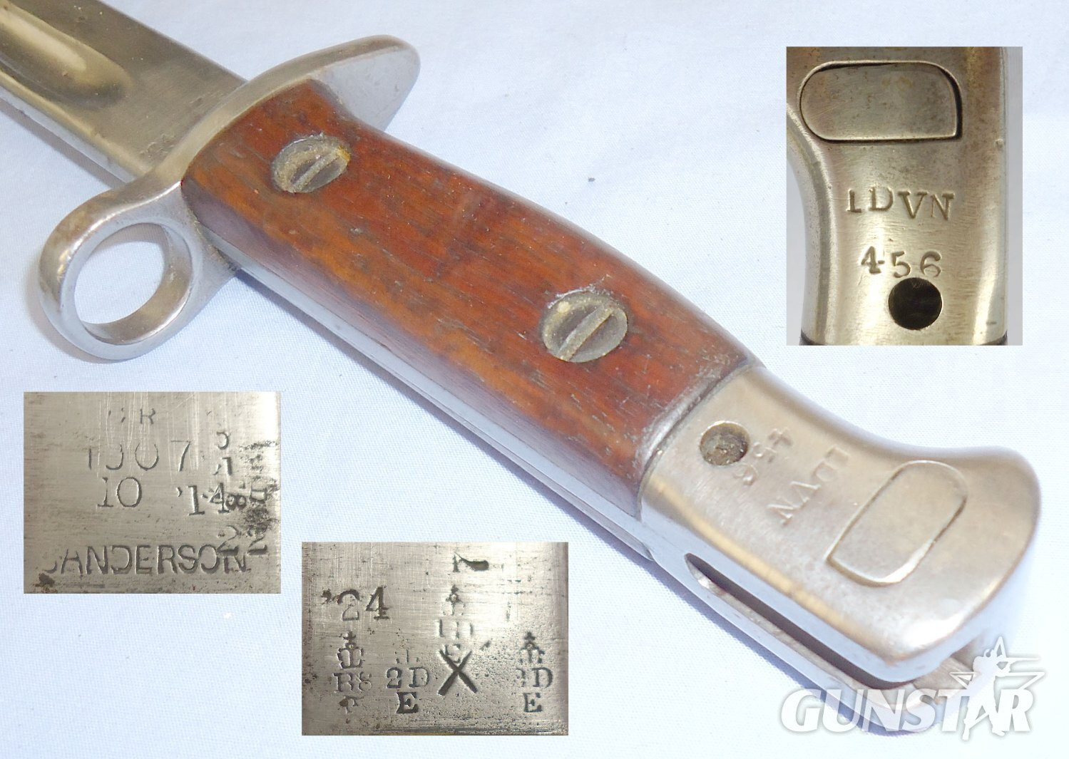 Indian 1907 Pattern, Sanderson Bayonet Dated 1914 Scabbard and Leather Frog. BAYO 392. Bayonet