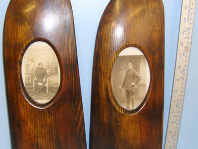 Pair Of Original Laminated Oak Aircraft Propeller Tips Converted To Commemorativ Aircraft Propeller Tips Converted To Commemorative / Memorial Wall Hanger Featur Other Accessory