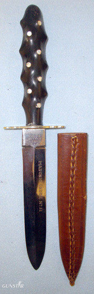Henry Hobson & Sons Sheffield Masonic Knife With Ebony Handle Inlaid With Mother Other Blade in 