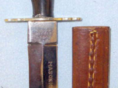 Henry Hobson & Sons Sheffield Masonic Knife With Ebony Handle Inlaid With Mother Other Blade
