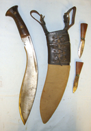 WW1 Era M13 British Army In India Gurkha Kukri, 2 Skinners, Scabbard Leather Fro Knive