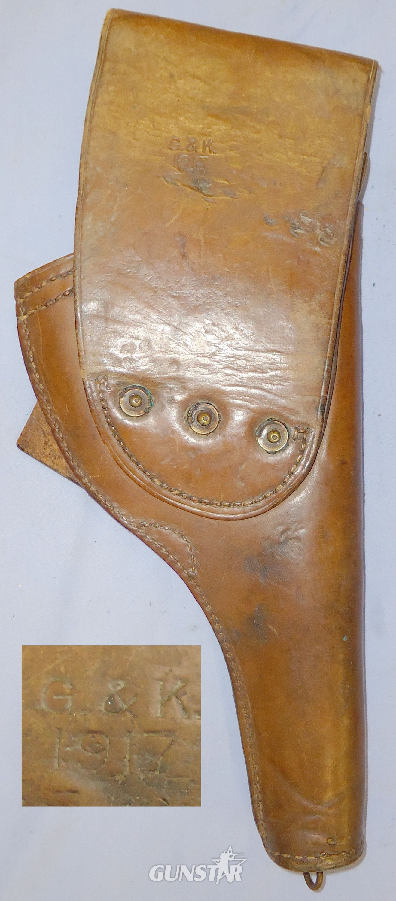  WW1 1917 Dated U.S. Army M1897 Colt .38 Revolver Holster by G & K. L 389 WW1 1917 Dated U.S. Army M1897 Colt .38 Revolver Holster by G & K. L 389 Antique & Militaria