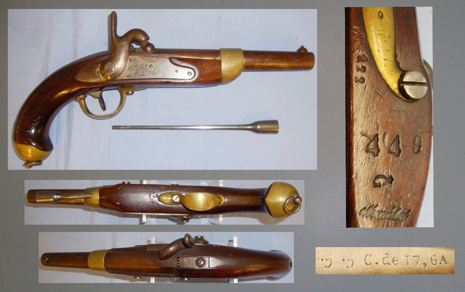 1831 French Model 1822 Challerault Cavalry Pistol Converted from Flintlock to Percussion. A 585. 1831 French Model 1822 Challerault Cavalry Pistol Converted from Flintlock to Percussion. A 585. Obsolete Muzzleloader
