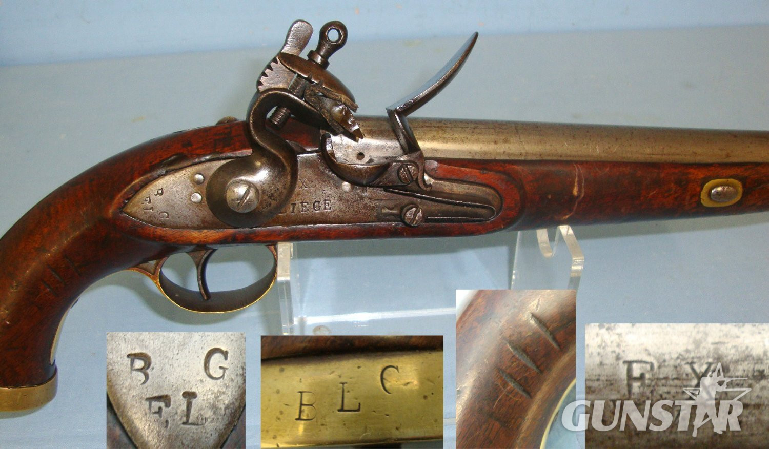 NAPOLEONIC WAR ERA**C1810 Liege Belgium .650 Calibre Flintlock British Royal Navy / Merchant Navy Sea Service Pistol With Brass Fittings. Sn 22426:20 .65 Cal Muzzleloader Muzzleloader in 