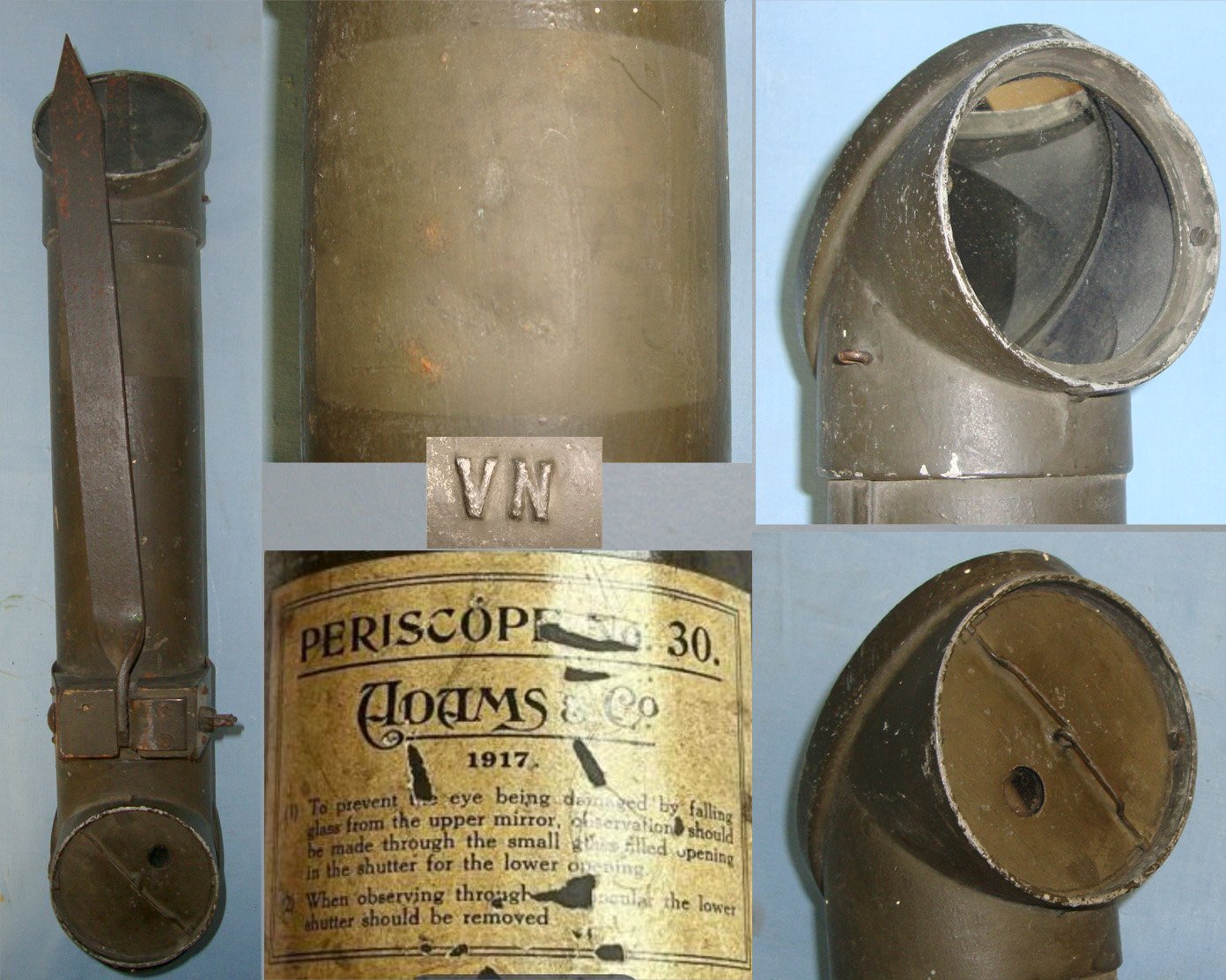 WW1 C1917 British Adams & Co No.30 Steel & Alloy Light Weight Trench Periscope With Correct Hinged Spike. Sn 22553:16  Sight & Optic