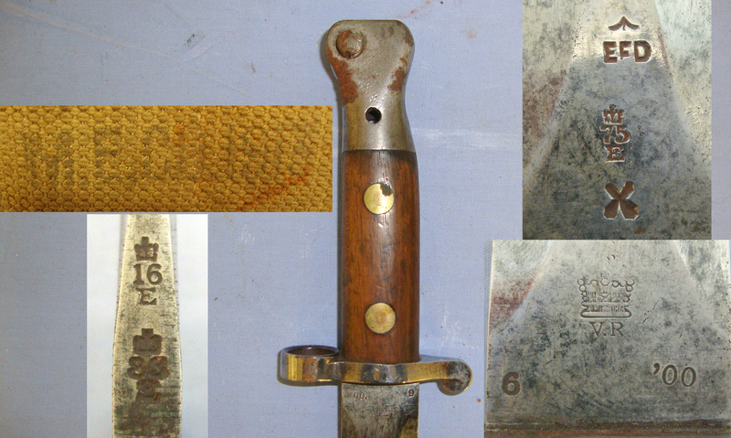 BOER WAR DATED**1900 British WD Enfield Pattern 1888 Mark II Lee Metford Bayonet, Scabbard And Mills Equipment Company Webbing Frog Bayonet