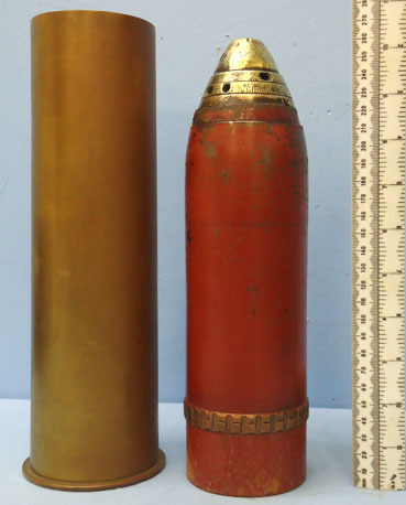  DEACTIVATED INERT. WW1 1916 Dated Gallipoli Bring Back 75mm Fired Shrapnel Round DEACTIVATED INERT. WW1 1916 Dated Gallipoli Bring Back 75mm Fired Shrapnel Round Antique & Militaria