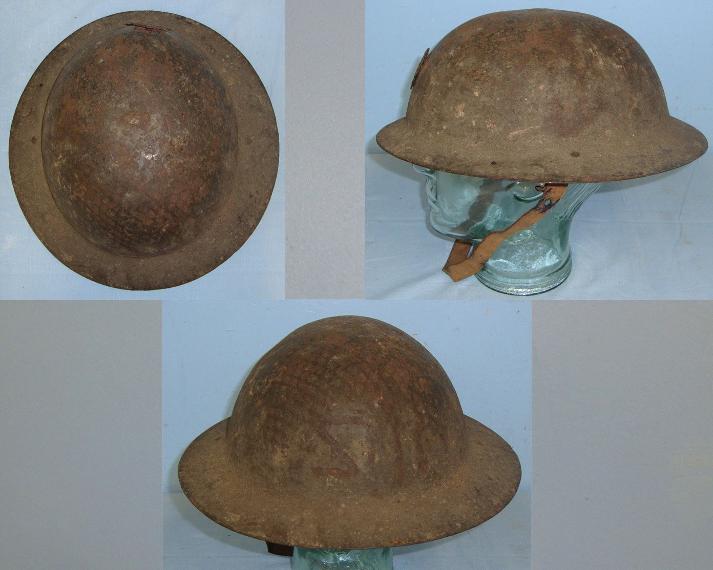  WW1 C1915 British Middlesex Regiment Officer’s 1st Pattern 1st Type Brodie \'Raw Edge\' Combat Helmet Mounted With Original Period Middlesex Regiment Cap Badge Complete With Brodie Red Ink Stamped Oil Cloth Liner, & Leather Chin Strap. Sn 22441:19  Clothing