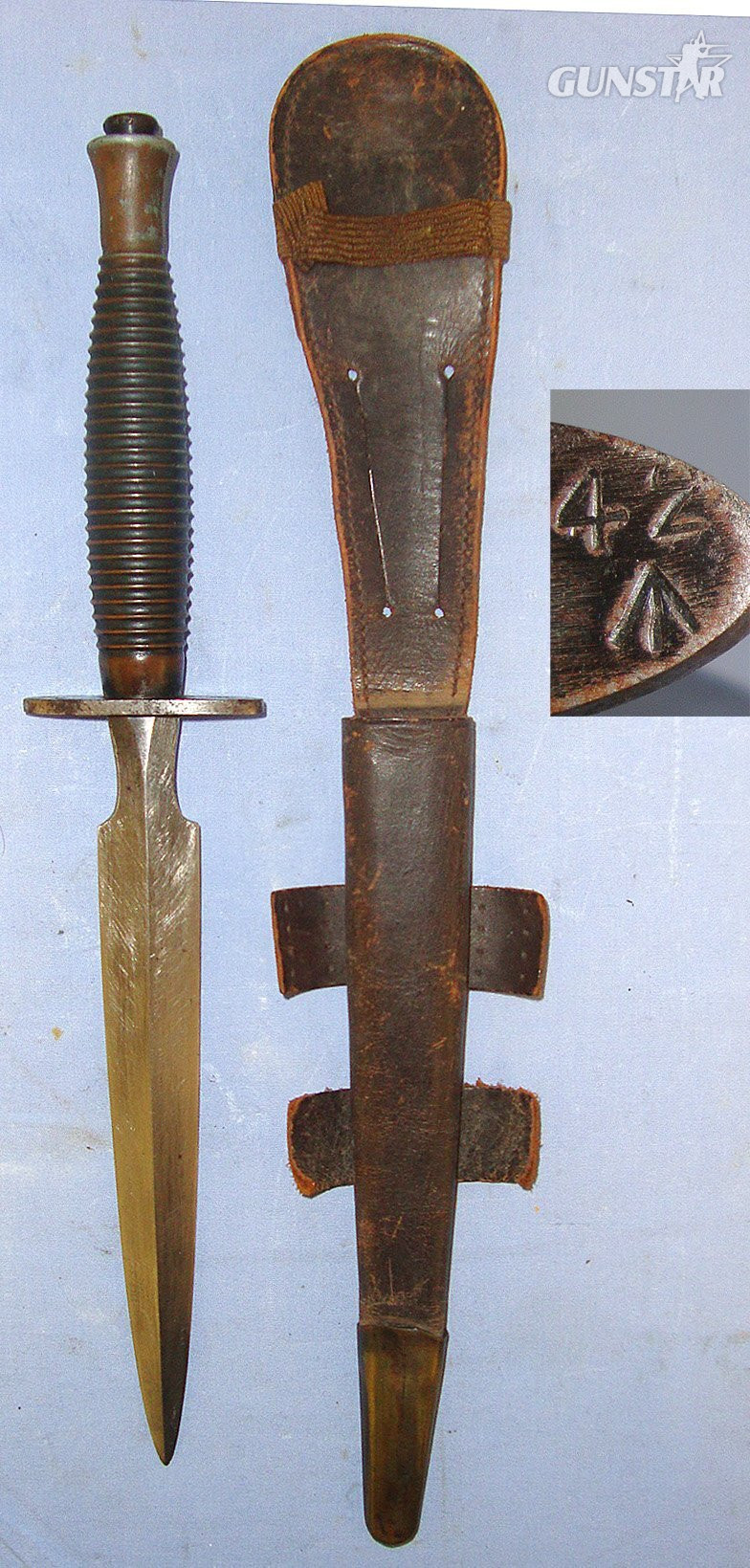 WW2 British Made WD 42 Marked 3rd Pattern Commando Fairbairn Sykes FS Commando Fighting Knife Supplied To U.S Special Forces & Scabbard. Sn 23174:12 Knive in 
