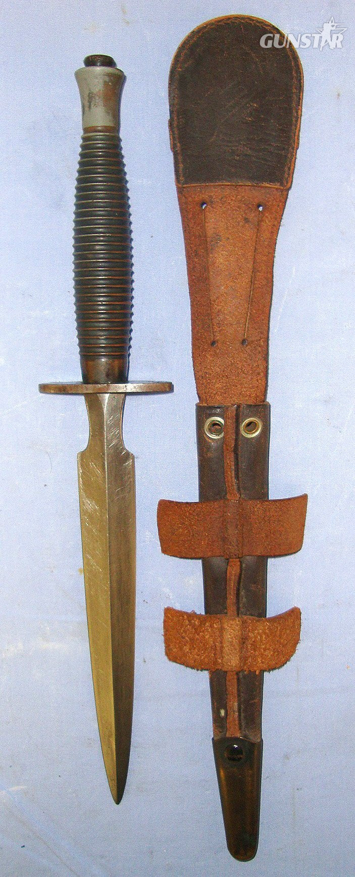  WW2 British Made WD 42 Marked 3rd Pattern Commando Fairbairn Sykes FS Commando Fighting Knife Supplied To U.S Special Forces & Scabbard. Sn 23174:12 Knive
