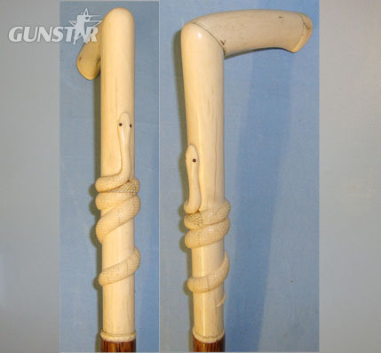  Gentleman’s Tropical Palm Wood Walking Stick With Animated Hand Carved Snake Dev Sword