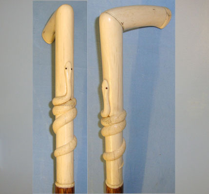  Gentleman’s Tropical Palm Wood Walking Stick With Animated Hand Carved Snake Dev Sword