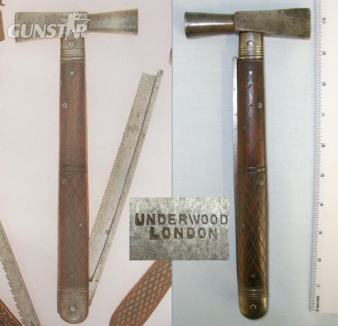 QUALITY**Victorian Henry Thomas Underwood 56 Haymarket London Head Gamekeepers/ Forestry Axe With Folding Saw Blade**FROM THE DAVID HAYDEN-WRIGHT COLLECTION OF ANTIQUE KNIVES**Sn 20818 Other Blade in 