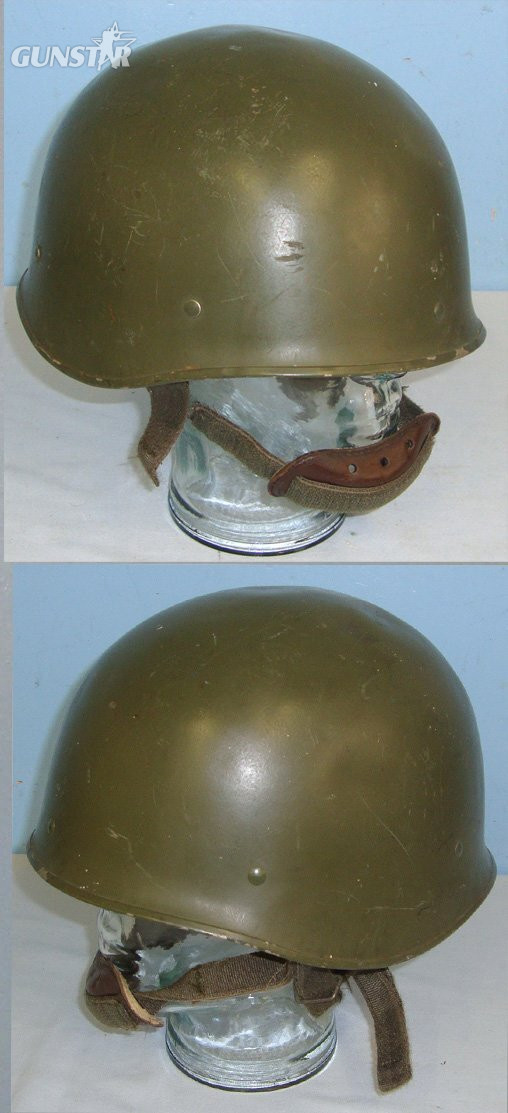 Indochina War / Vietnam War Era French Paratrooper’s Steel Jump Combat Helmet With Liner & Chinstrap. Sn 22826  Clothing in 