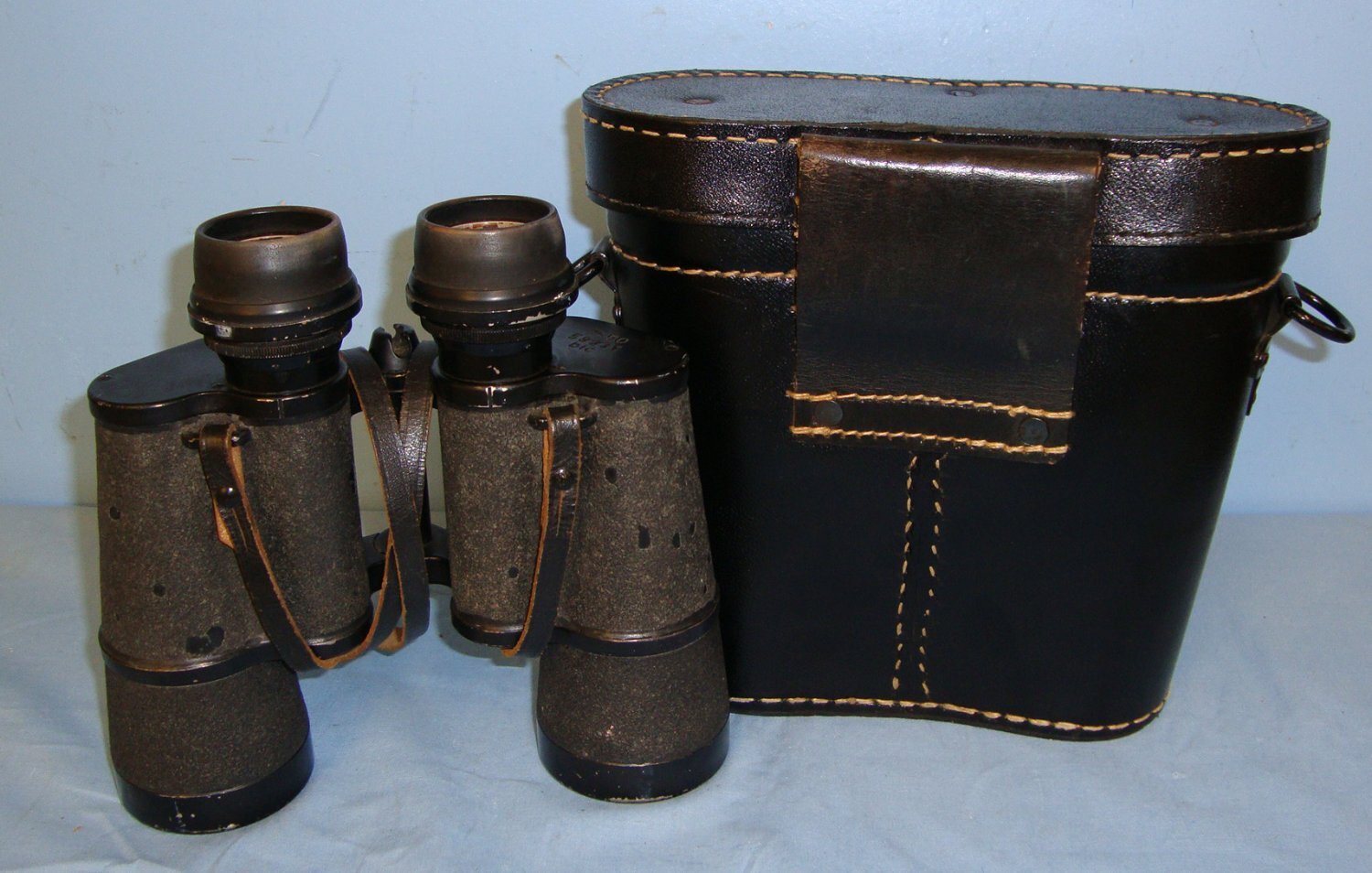  WW2 Nazi German 7 X 50 Magnification Kriegsmarine Binoculars By Nazi Code ‘blc’ Carl Zeiss, Jena With 1944 Dated Case & 1943 Sprung Fastener By Nazi Code frn (Federn Metallwerkenfabrik). Sn 15757  Sight & Optic