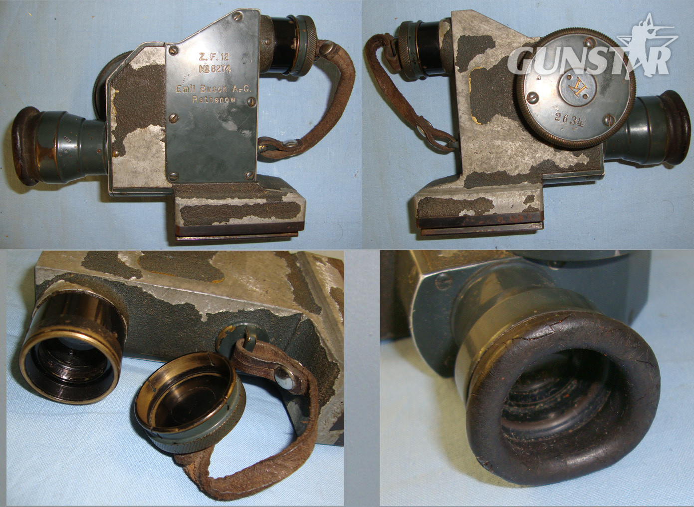 RARE**Cased WW1 Era German Zielfernrohr ZF12 Optical Sight For The Maxim Gun By Emil Busch Rathenow, With 2 Spare Lenses  Sight & Optic