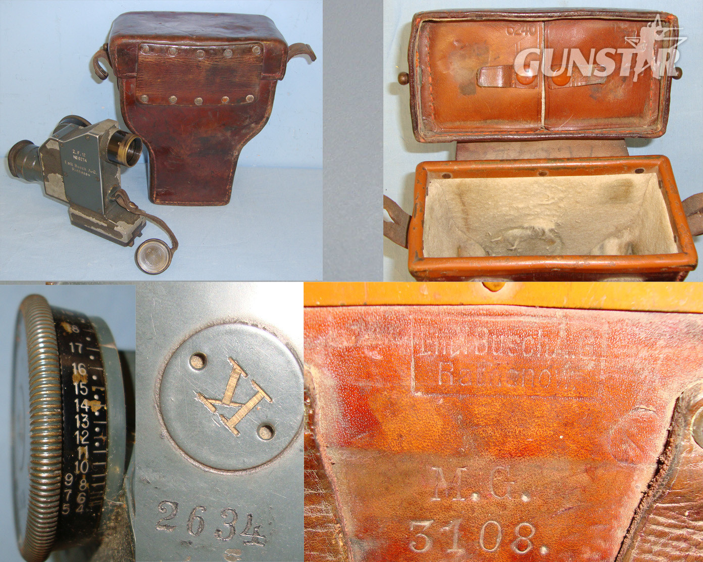  RARE**Cased WW1 Era German Zielfernrohr ZF12 Optical Sight For The Maxim Gun By Emil Busch Rathenow, With 2 Spare Lenses  Sight & Optic