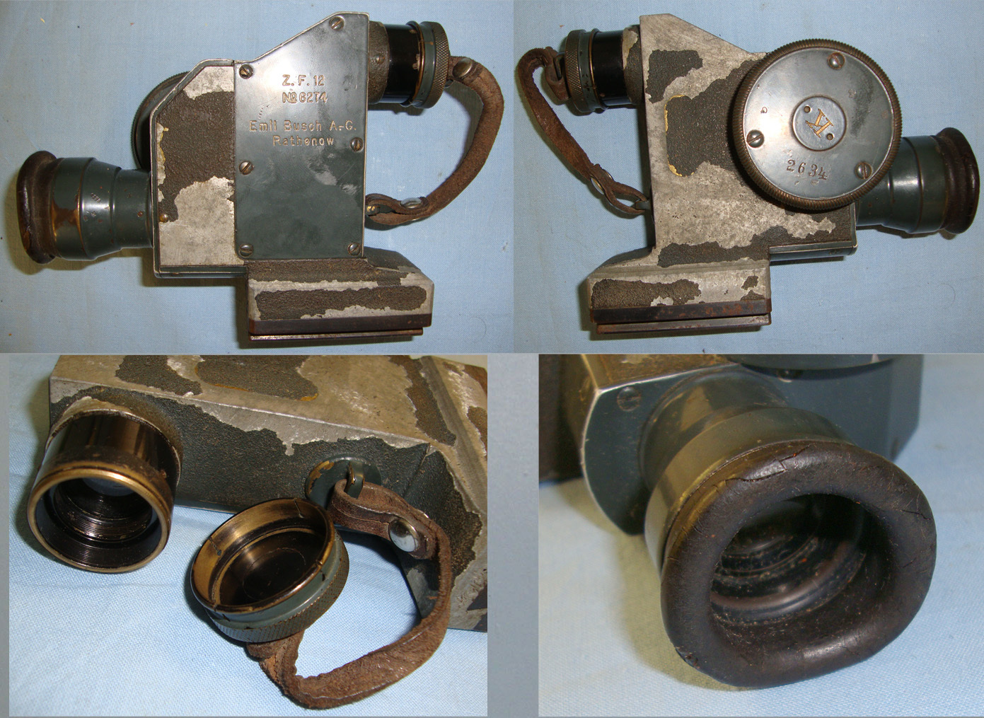 RARE**Cased WW1 Era German Zielfernrohr ZF12 Optical Sight For The Maxim Gun By Emil Busch Rathenow, With 2 Spare Lenses  Sight & Optic