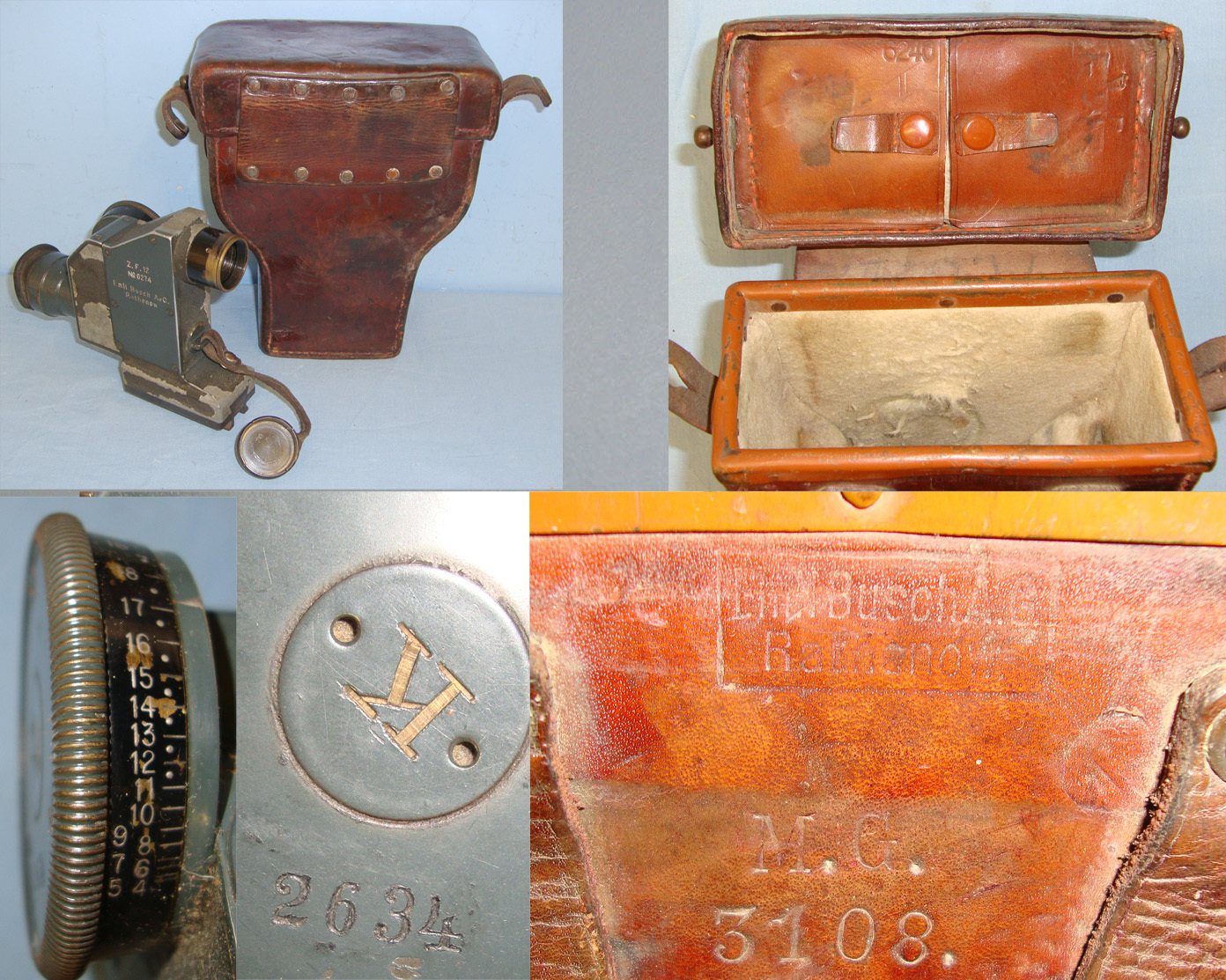  RARE**Cased WW1 Era German Zielfernrohr ZF12 Optical Sight For The Maxim Gun By Emil Busch Rathenow, With 2 Spare Lenses  Sight & Optic