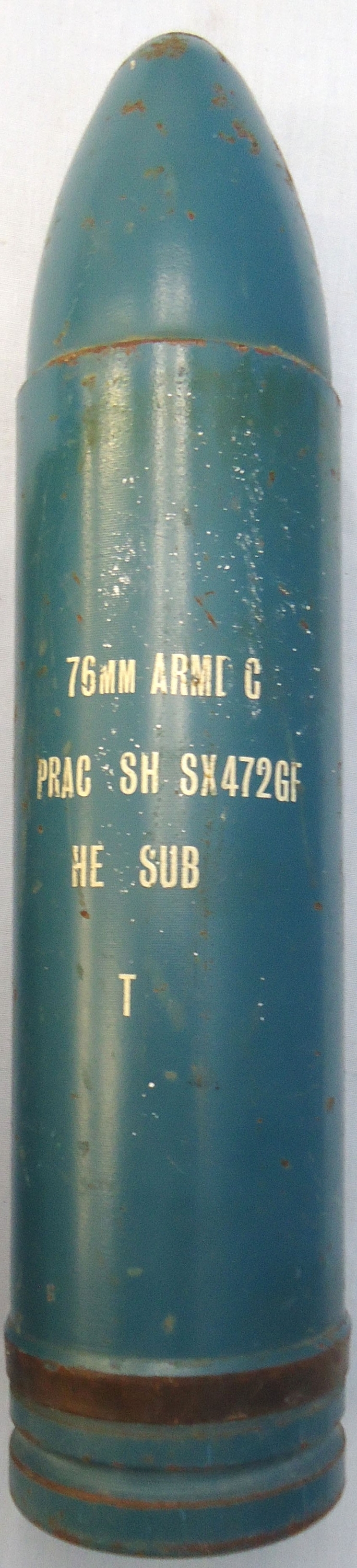{CATEGORY} - INERT DEACTIVATED. British, Unfired, 76mm ARMDC (76.2x230R) L23A1, Practice HESH/T (High Explosive Squash Head/Trace) Round For The Scorpion light Tank and Saladin Armoured Car. - O 2013 INERT DEACTIVATED. British, Unfired, 76mm ARMDC (76.2x230R) L23A1, Practice HESH/T (High Explosive Squash Head/Trace) Round For The Scorpion light Tank and Saladin Armoured Car. - O 2013  Other Ammunition