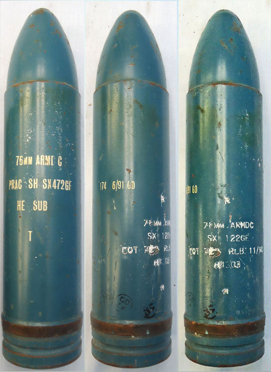  INERT DEACTIVATED. British, Unfired, 76mm ARMDC (76.2x230R) L23A1, Practice HESH/T (High Explosive Squash Head/Trace) Round For The Scorpion light Tank and Saladin Armoured Car. - O 2013 INERT DEACTIVATED. British, Unfired, 76mm ARMDC (76.2x230R) L23A1, Practice HESH/T (High Explosive Squash Head/Trace) Round For The Scorpion light Tank and Saladin Armoured Car. - O 2013  Other Ammunition