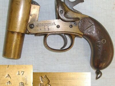 WW1 British WD 1917 Webley & Scott MK III* Brass Trench/ Signal Flare Pistol. D 1526 None Single Shot