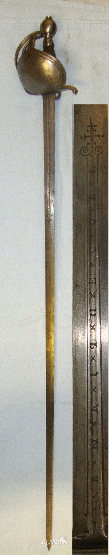 EXTREMELY RARE**ORIGINAL**16th Century Circa 1550-1580 German Heinrich Koel Spanish Export Rapier Sword Blade Signed ‘ENRIQUE COEL EN ALEMANIA’ With C1650 Transitional Form Hilt. Sn 22060:3 Sword in 