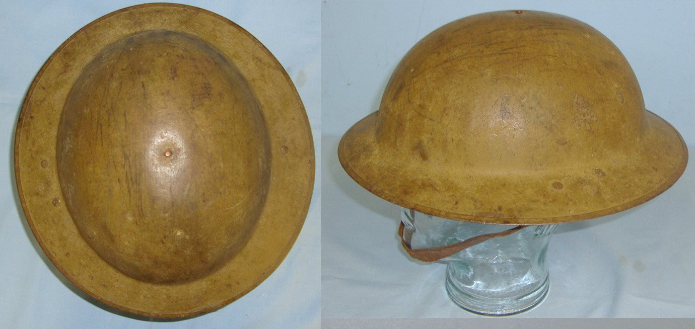  WW1 British War Office 1918 Pattern MK II Brodie Trench Helmet With Excellent Brodie Ink Stamped Original Oil Cloth Sweat Band Liner, Rim Of Helmet Stamped ‘FS 166’ & Chin Strap. Sn 22553:2  Clothing