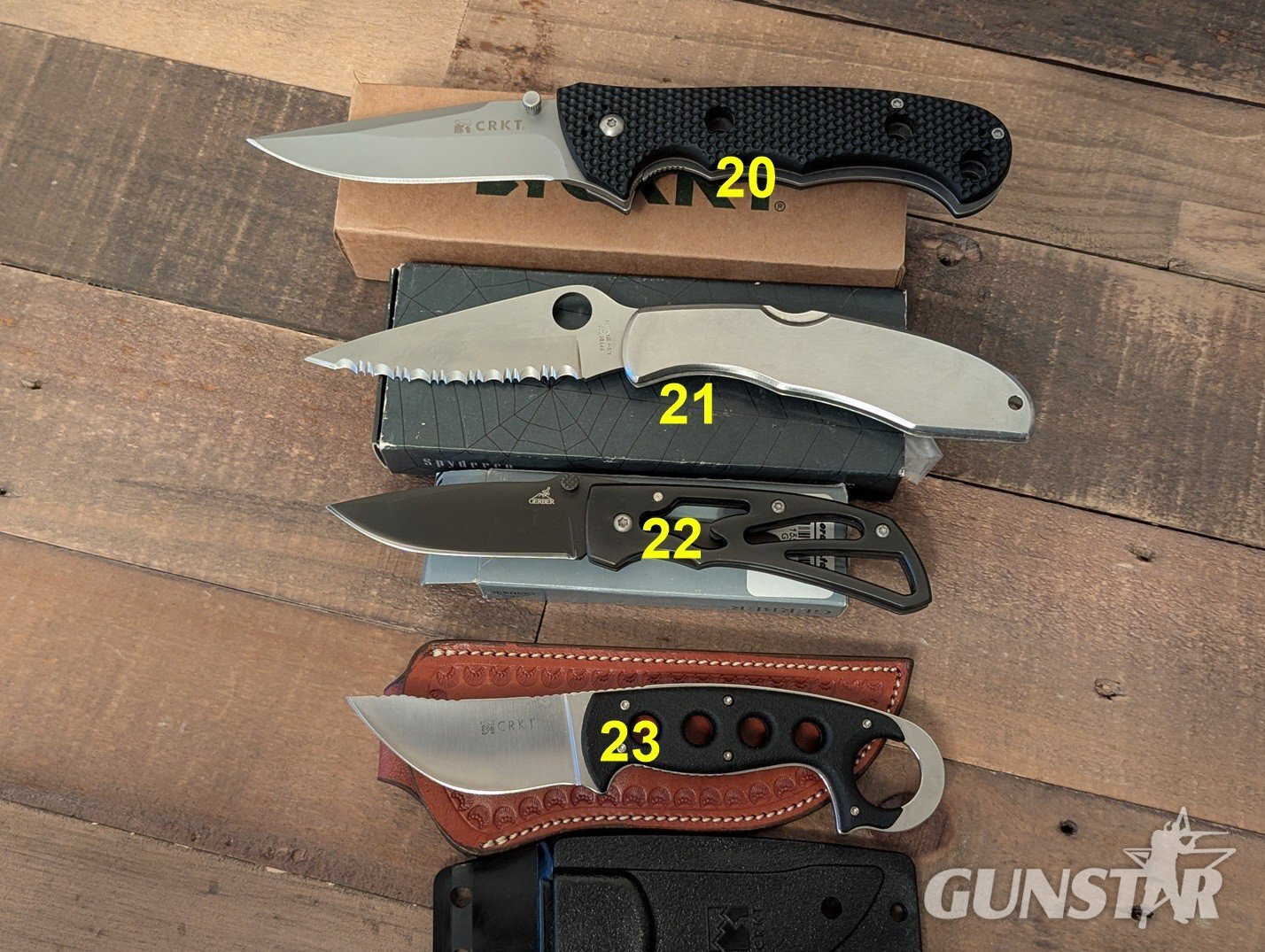 Benchmade, Kerhsaw, CRKT, Spyderco Knive 
