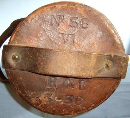 Royal Laboratories 1936 British Royal Navy Marked No.56 VI Leather, Cork & Canvas Cordite Charge Ca Antique & Militaria