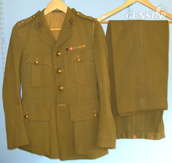 Moss Bros London Manchester Regiment Officer’s Uniform Khaki Service Jacket With WW2 Campaign Med Clothing in 