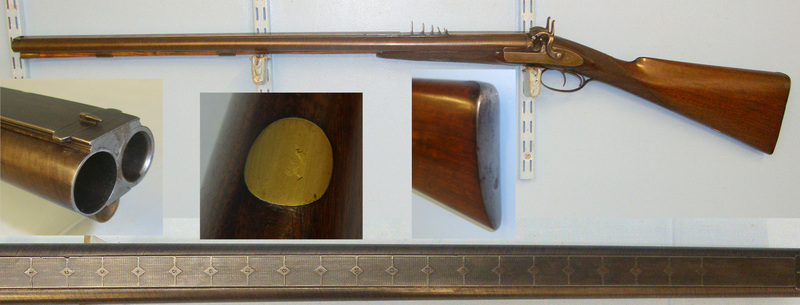  QUALITY**C1850, English Form J.S.F Botha Cape Town South Africa Retailed Double Damascus Barrelled Side By Side Muzzle Loading Percussion Combination Cap Muzzleloader None Rifle