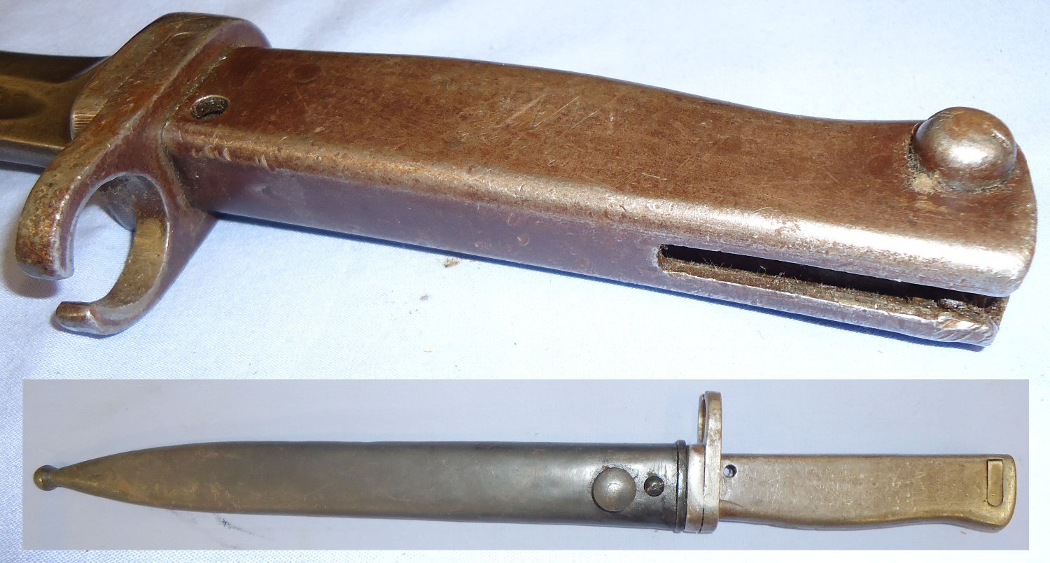 WWI Imperial German Model 1888/98 Ersatz Bayonet and Scabbard. 22400. Bayonet