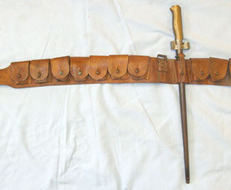 French Leather Ammunition Bandolier / Belt With 11 Pouches For 3 Round , 8mm Cal French Leather Ammunition Bandolier / Belt With 11 Pouches For 3 Round , 8mm Cal Antique & Militaria