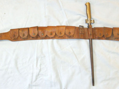 French Leather Ammunition Bandolier / Belt With 11 Pouches For 3 Round , 8mm Cal French Leather Ammunition Bandolier / Belt With 11 Pouches For 3 Round , 8mm Cal Antique & Militaria