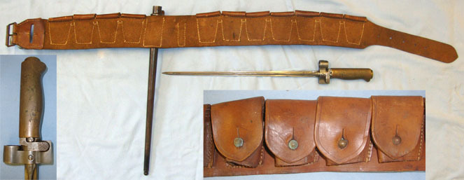  French Leather Ammunition Bandolier / Belt With 11 Pouches For 3 Round , 8mm Cal French Leather Ammunition Bandolier / Belt With 11 Pouches For 3 Round , 8mm Cal Antique & Militaria