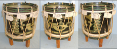 WW1 Era Hand Painted Regimental Side Drum Of The 2nd Battalion 10th Princess Mary\'s Own Gurkha Rifles With Painted Regiment badge & 1916-1919 Battle Honours Later Converted To Side Table. Sn 20740  Antique & Militaria