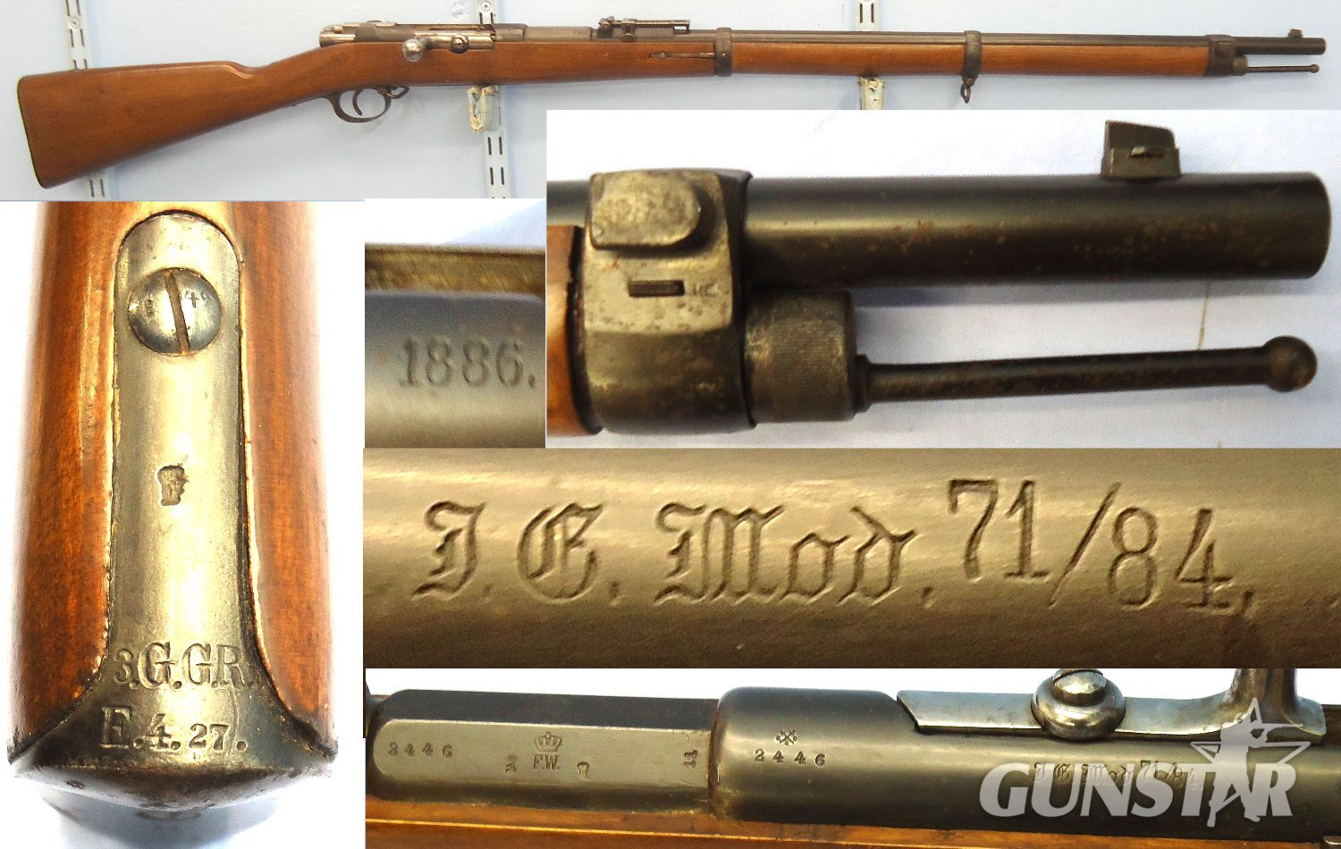 Imperial German, Spandau Arsenal, 1886 Dated, 11mm Mauser (11 x 60R) M1871/84, 8 Shot Tube Magazine Obsolete Calibre Rifle. Sn 23443 Imperial German, Spandau Arsenal, 1886 Dated, 11mm Mauser (11 x 60R) M1871/84, 8 Shot Tube Magazine Obsolete Calibre Rifle. Sn 23443 Bolt Action Obsolete Rifle in 