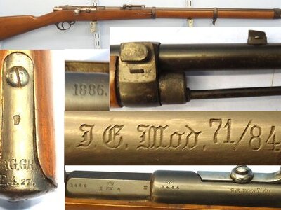 Imperial German, Spandau Arsenal, 1886 Dated, 11mm Mauser (11 x 60R) M1871/84, 8 Shot Tube Magazine Obsolete Calibre Rifle. Sn 23443 Imperial German, Spandau Arsenal, 1886 Dated, 11mm Mauser (11 x 60R) M1871/84, 8 Shot Tube Magazine Obsolete Calibre Rifle. Sn 23443 Bolt Action Obsolete Rifle
