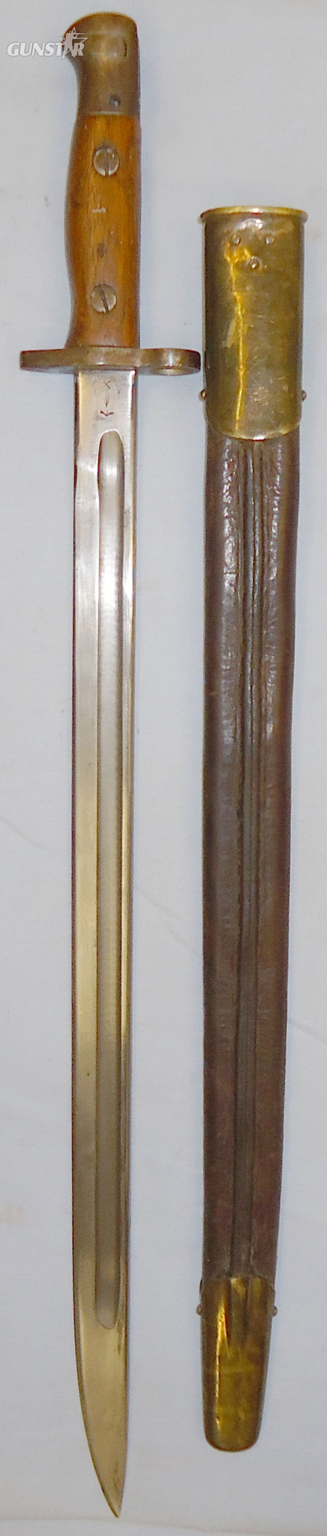  WWII 1907 Pattern Sanderson Bayonet Dated 1918 and Indian Scabbard. BAYO 136. Bayonet