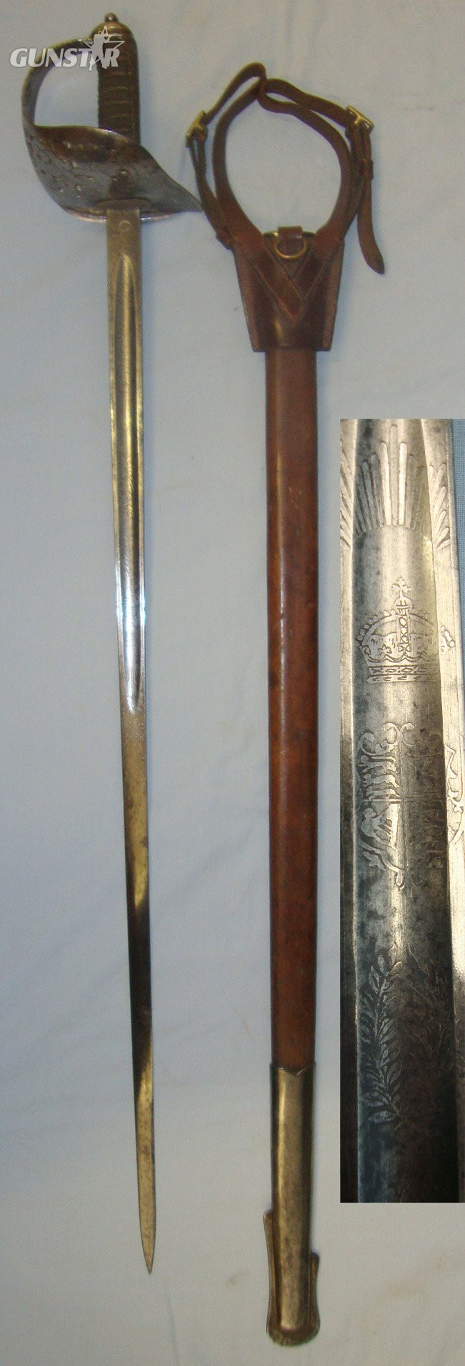 OSCAR WILDE’S BARRISTER CONNECTIONS**WW1 1916 British 1897 Pattern SJ Pillin London Infantry Officer’s Presentation Sword With King George V Guard & Etched Blade To Sub Commandant Sir Edward Clarke KC PC By Staines (Middlesex) Volunteer Training Corps Sword